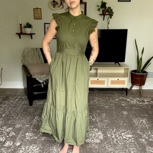 Modest olive green prairie dress no tags